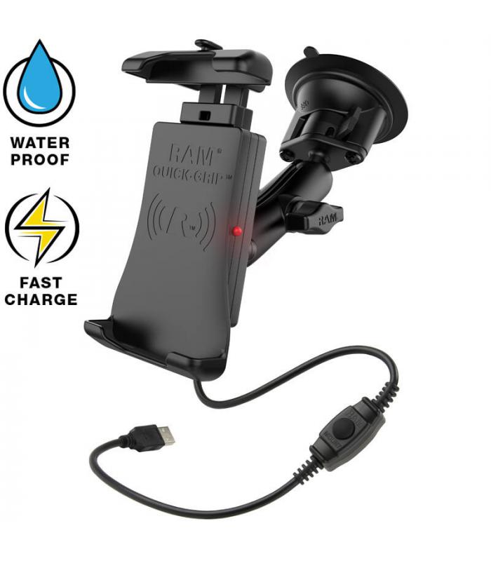 RAM Quick-Grip Waterproof Wireless Charging Holder with Suction Cup Base