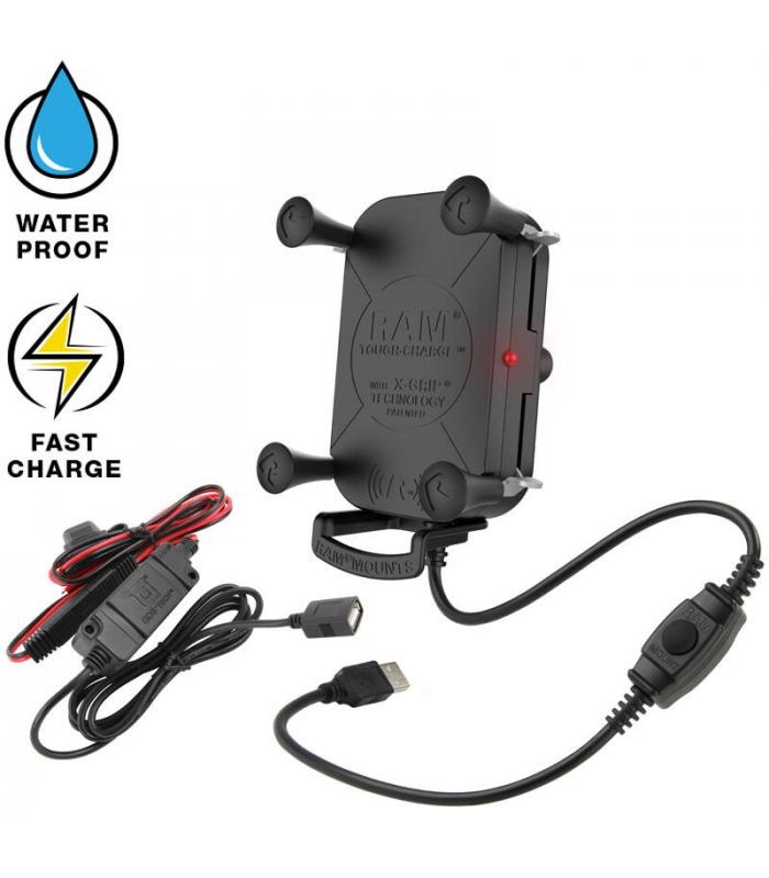 RAM X-Grip "Tough-Charge"  Universal Waterproof Charging Cradle with Charger